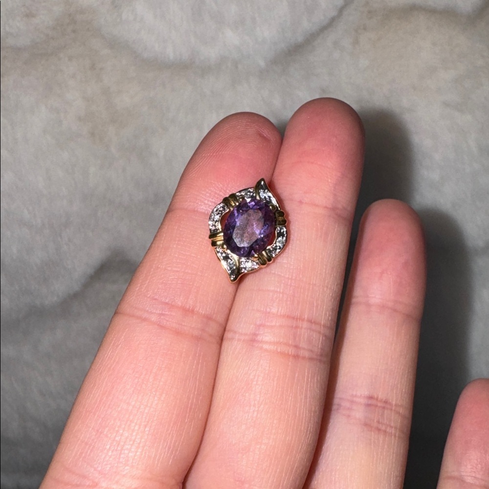 Swiss  Gold and Purple Earrings amethyst and crystals   Gold plated . Never warn - Picture 5 of 6